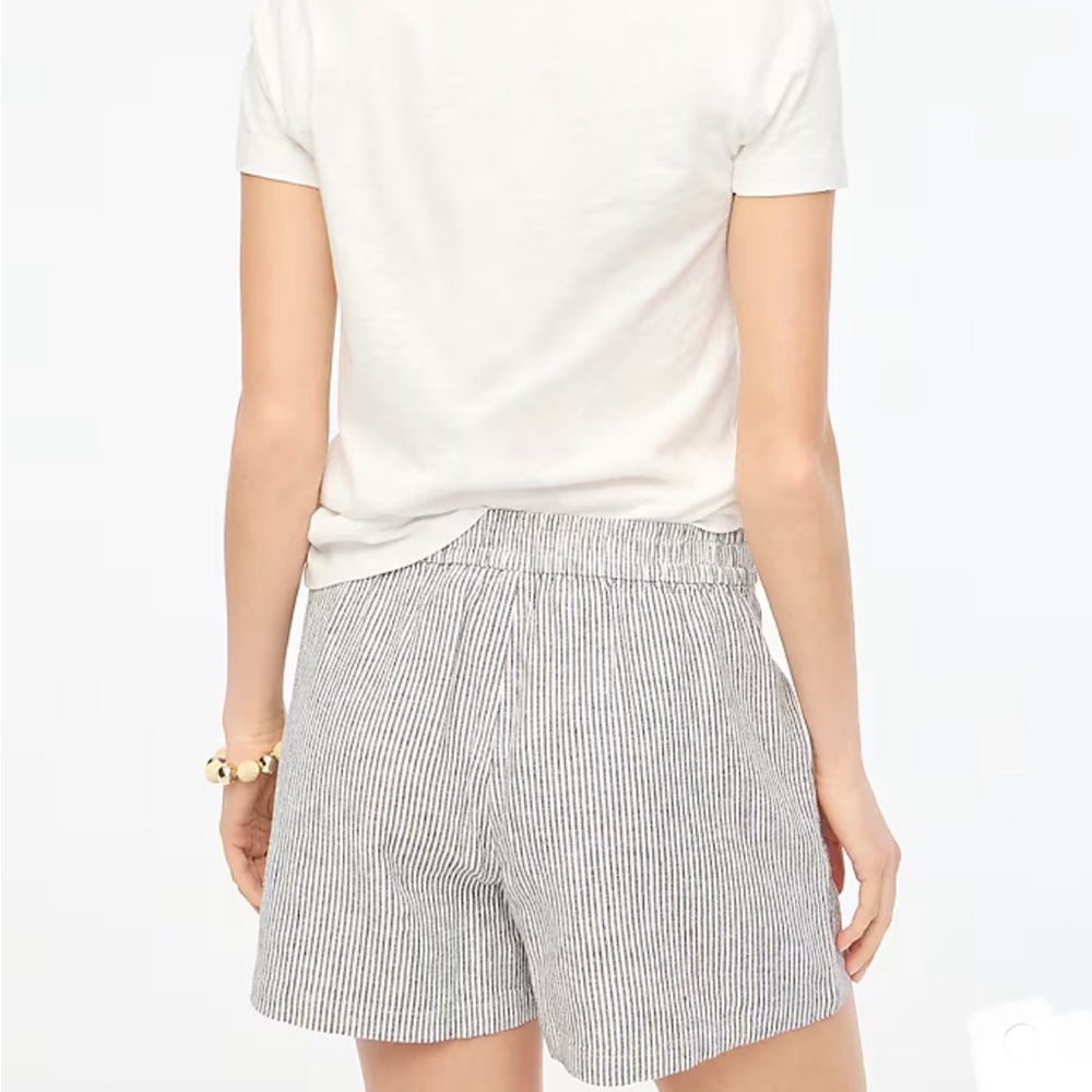 NEW! J. CREW Factory Linen Blend Striped Drawstring Shorts Grey/Wh. 3X GORGEOUS - Picture 2 of 12